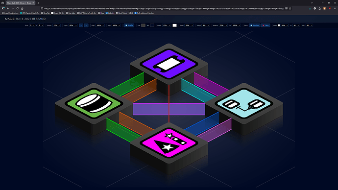 Connector locations - 2x2 debug mode fully populated with Z-indexing working and alignment
