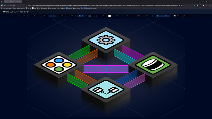 Connector locations - 2x2 debug mode fully populated with Z-indexing working